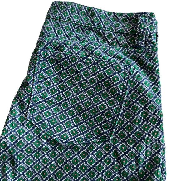 J. Crew Factory Geometric Print Corduroy Stretch Toothpick Pants 26 Blue Green - Picture 4 of 4